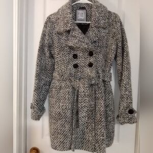 Dollhouse Wool/Polyester Black/White Vintage Women's Jacket Coat Large